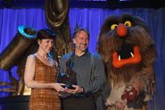 Brian Henson and sister Lisa with Sweetums at the 2011 D23 Expo.