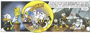 to save his Uncle Scrooge and Aunt Matilda, Donald breaks the Holy Grail on Molay's head.