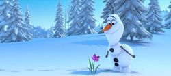 Olaf smiling at Flower