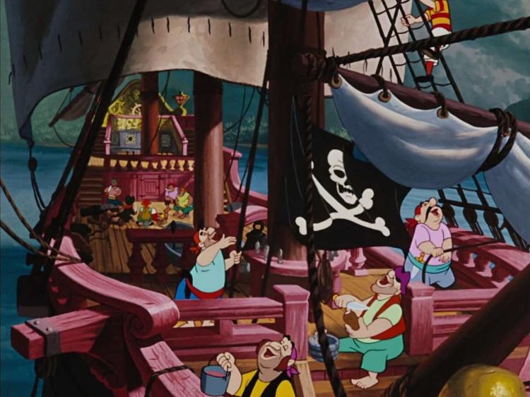 Disney Peter Pan Captain Hook Pirate Ship 'You Can Fly' Musical