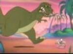 A T. rex chasing Donald Duck in the Quack Pack episode "The Late Donald Duck"