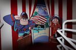 Early design for Captain Cortex and General Knowledge on a mural in the MetLife Corporate Lounge
