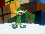 Timon dressed as an elf