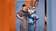 Judy Hopps with her voice actress Ginnifer Goodwin.