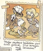 Gladstone's parents on an illustration in a 1993 issue of the Dutch Donald Duck magazine.