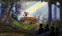 Concept art for a new closing scene in the ride