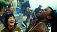 Kelly Marie Tran and John Boyega on the set of Star Wars: The Last Jedi.
