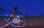 Pumbaa squirted by water