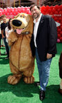 Bob Peterson with Dug at the premiere of Up in May 2009.