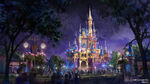 2021 concept art for Cinderella Castle's 50th Anniversary makeover (nighttime).