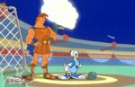 Donald with Hercules in the sports stadium.