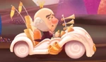 King Candy in his kart, after speaking with Ralph in a storybook adaption