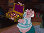 Smee with Captain Hook's "Sunday Set" of hooks.