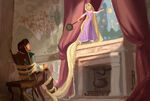 Rapunzel traps Flynn, by Jeff Turley.
