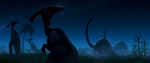 Three Parasaurolophus along with two Diplodocus in The Good Dinosaur