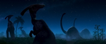 Three Parasaurolophus along with two Diplodocuses in The Good Dinosaur