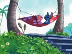 Stitch and Angel in a hammock relaxing