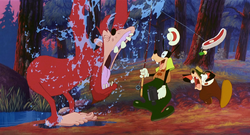 Bigfoot scares Goofy and Max