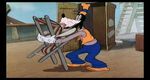 Goofy accidentally kissing chair