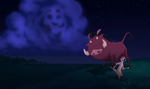 Timon only partially encounters Mufasa's ghost when he describes the storm as "coming to a head."