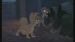 Angel and Scamp in an alley