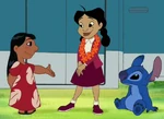 Penny conoce a Lilo y Stitch en Lilo y Stitch: La Serie.