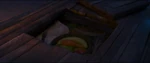 Olaf's nose and arm in Moana's boat