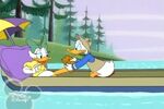 Donald, who is annoyed, rubbing Daisy's foot