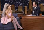 Ariana Grande visiting The Tonight Show starring Jimmy Fallon in May 2018.