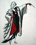 Early concept art for Cruella De Vil