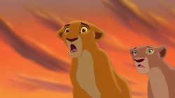 Kiara horrified by Kovu's banishment.