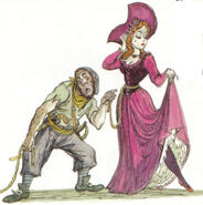 Second concept art of the Stupid Pirate and the Readhead by Marc Davis.