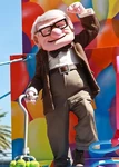 Carl Fredricksen en un parque Disney.