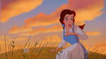 Belle looks at Philippe after he shows up at the meadow