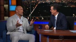 Dwayne Johnson visiting The Late Show with Stephen Colbert in July 2018.