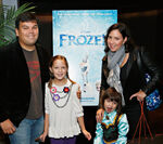 Kristen Lopez and her husband Robert, and their kids Katie and Annie at the premiere of Frozen in November 2013.