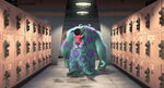 Sulley walks with Boo on his back