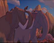 Two Asian elephants identical to Winifred and Hathi in the Pomp and Circumstance segment of Fantasia 2000