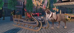 Sven beside Kristoff's new sled.