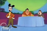 LeFou and Gaston laughing at Mortimer