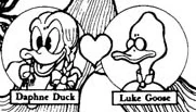 Gladstone's parents, as drawn by Mark Worden (1981).