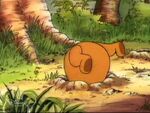 Pooh stuck in Gopher's Hole in The Great Honey Pot Robbery and saying "Oh Bother Bother!"