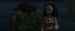 Moana and Maui argue