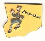 A Connecticut pin with Ichabod Crane (a character more famously associated with New York)