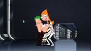 Phineas and Ferb hug Stormtrooper Candace