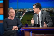Sting visiting The Late Show with Stephen Colbert in November 2016.