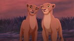 Kiara and Nala smiling at Kovu