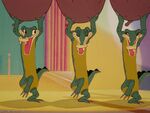 3 Alligators dancing lifting three Hippos (These must be the same ones, one was wispering and the other two hear him when he's wispering.)