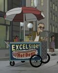 Stan Lee as a hot dog vendor, in Mission Marvel