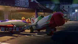 El Chu doing a cape swish in front of Bulldog.